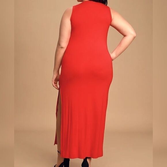 Lulu’s 2XL Red Knit Maxi Dress Sleeveless pullover - Picture 3 of 5